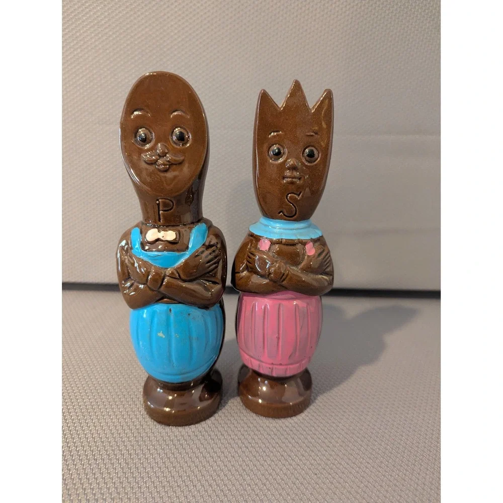 Vintage Anthropomorphic Spoon and Fork Salt and Pepper Shakers Set Large Japan